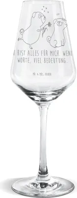 Produktbild von Mr. & Mrs. Panda Weinglas Mops Verliebt - Transparent - Geschenk, Weißwein Glas, Liebe, Für, Möpse, wein, Sprüche, Kelch, Hund, Pure, Knuffig, Weißweinkelch