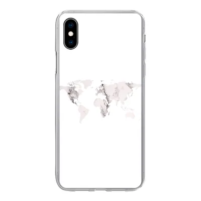 Produktbild von MuchoWow® Handyhülle Schutzhülle Hülle für iPhone Xs Weltkarte - Marmor - Weiß Silikon Softcase Handy Hülle - Handytasche