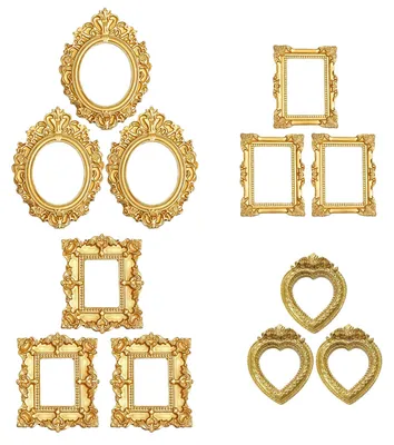 Mini-Fotolijsten, 12 Stück, Vintage-Stil, goldener Rahmen, Barock