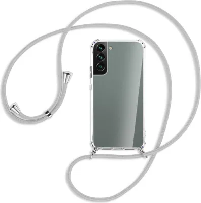 Produktbild von Handykette Backcover-Schutzhülle mit Band (Metall silberfarben) für Samsung Galaxy S22 Plus 5G (S906) - silbergrau