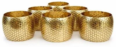 Serviettenringe goldfarben, 10er-Set, geometrisch, Messing, 5,3 x 3,8 cm