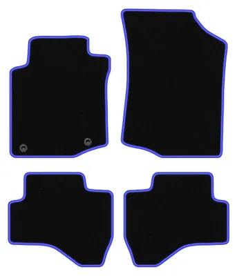 Produktbild von Velours-Fußmatten für Peugeot 107 2005-2014 (Schrägheck) – 4-tlg, Schwarz/Blau, passgenau – Wielganizator CARLUX