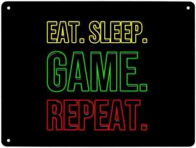 Produktbild von Blechschild Eat. Sleep. Game. Repeat. Zocker Metallschild für Gamer Schild