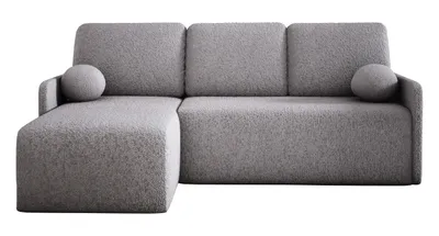 Produktbild von Ecksofa mit Schlaffunktion und Bettkasten HOPE 145x215 cm Grau AB07, Eckcouch L-Form, Polsterecke Boucle, Wohnlandschaft, Sofa, Schlafsofa