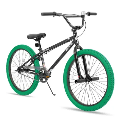 Produktbild von JOYSTAR Kinderfahrrad 24 Zoll BMX Fahrrad für Jungen Mädchen im Alter von 7-12 Jahren,Freestyle, Doppelbremsen, 2 pegs, Kettenschutz, Singlespeed,Grün