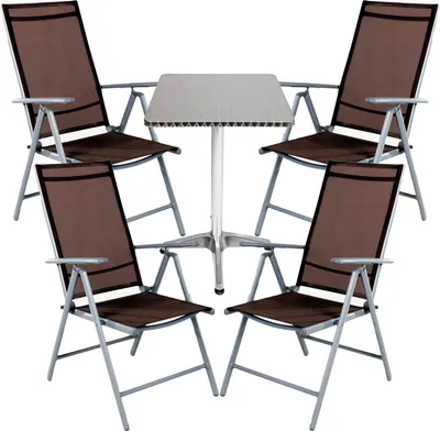 Produktbild von Bistrogarnitur 5-teilig Aluminium - Textilen / Schokobraun
