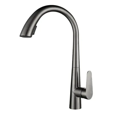 Produktbild von Ausziehbare Küchenarmatur 360° drehbar Edelstahl gebürstet Zwei Wasserstrahlmodi Keramikventil Einhebelmischer Hochdruck geeignet Grau