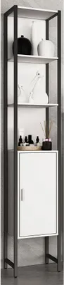 Produktbild von VCM Holz Badezimmerschrank | Badmöbel Metall Industrial Style | Stand Badregal | Hochschrank | Maße ca. H. 185 x B. 33 x T. 30 cm - Edino
