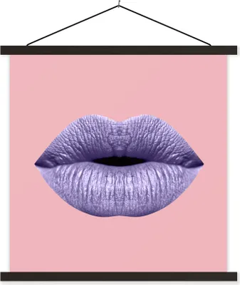 Produktbild von MuchoWow® Textilposter Lippen - Pastell - Rosa 90x90 cm mit schwarzem Rahmen - Magnetisches