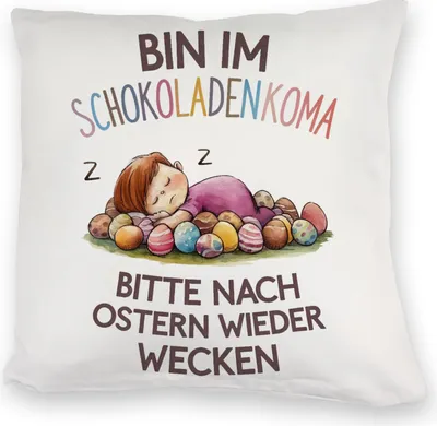 Produktbild von Schokoladenkoma Kuschelkissen Kind auf Schokoladeneiern