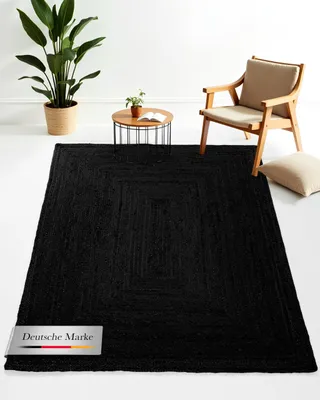 Produktbild von Juteteppich Nele Anthrazit handgewebt aus Jute Rechteckig 240x340 cm | Moderner Naturteppich Uni im Boho - Style Flachgewebe Teppich für Wohnzimmer und Schlafzimmer
