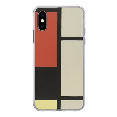Produktbild von MuchoWow® Handyhülle Schutzhülle Hülle für iPhone X Komposition mit rotem Quadrat, schwarz, blau - Piet Mondrian Silikon Softcase Handy Hülle - Handyhülle