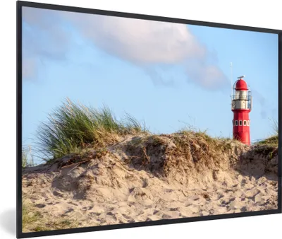 Produktbild von MuchoWow® MuchoWow® Gerahmtes Poster Strand - Leuchtturm - Düne 60x40 cm - Poster mit zchwarzem Bilderrahmen - Printing - Wanddeko Schlafzimmer