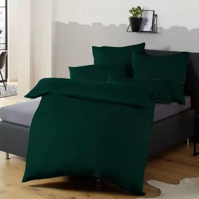 Produktbild von Soifox Bettwäsche 140x200 Dunkelgrün Mikrofaser Bügelfrei 2-teilig