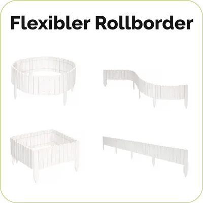 Produktbild von Garronda Beeteinfassung Holz Rollzaun Gartenzaun imprägniert Flexibler Rollborder Rasenkante Palisade Umzäunung für Garten Länge: 200 cm GD-0046 (Weiß, Höhe: 10 cm)