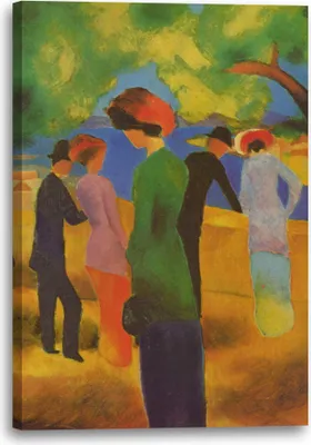 Produktbild von Leinwandbild (40x60cm): August Macke - Dame in grüner Jacke, echter Holz-Keilrahmen inkl. Aufhänger, handgefertigt in Deutschland