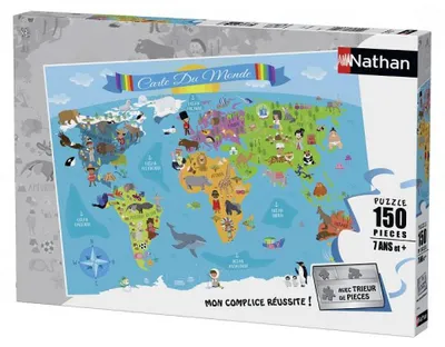 Immagine prodotto di Nathan 150 pezzi di puzzle - Mappa del mondo - 86806