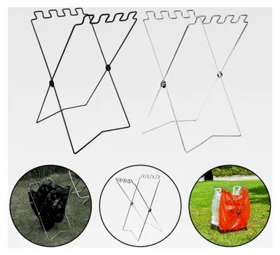 Produktbild von Faltbarer Müllsackhalter für Camping, Picknick und Outdoor – Eisen Abfalleimer Ständer, leicht und stabil