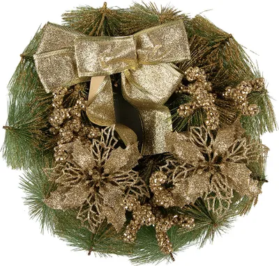 Produktbild von Clayre & Eef Weihnachtskranz Ø 30 cm Goldfarbig Kunststoff