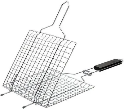 Image de Set de grillades portable, en métal, pour crevettes et poisson, grille, poêle à griller, set de grillades pour légumes