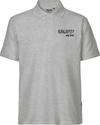 Produktbild von Huuraa Herren Polo Shirt Hungary my love L Sport Grey Bio Baumwolle Fairtrade Poloshirt Geschenkidee