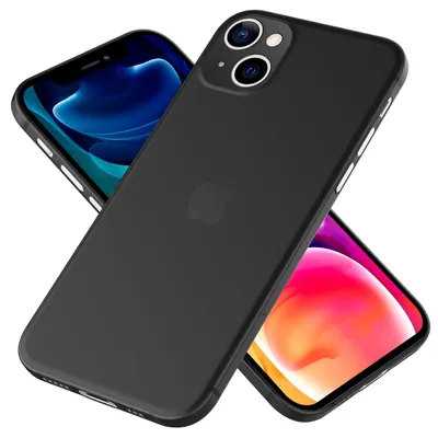 Immagine prodotto di NALIA Custodia rigida estremamente sottile per iPhone 13, trasparente 0,3 mm sottile ultra-opaca anti-impronta leggera nera