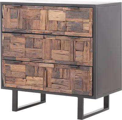 Produktbild von Marrakesch Industrial Kommode mit Schubladen aus Holz 78cm | Vintage kleines Sideboard Komode Adaline für stilvolle Aufbewahrung & Boho Dekoration im Wohnzimmer & Schlafzimmer
