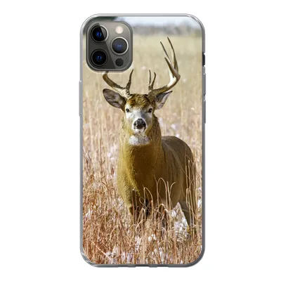 Produktbild von MuchoWow® Handyhülle Schutzhülle Hülle für iPhone 13 Pro Max Hirsche - Gras - Herbst - Tiere - Natur - Geweih Silikon Softcase Handy Hülle - Mobiltelefon