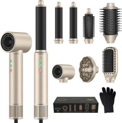 Produktbild von 7-in-1 Air Styler 1300W mit 110.000 U/min, Warmluftbürste, Lockenstyler, Glättbürste, Diffusor, Ionen-Technologie, Volumen