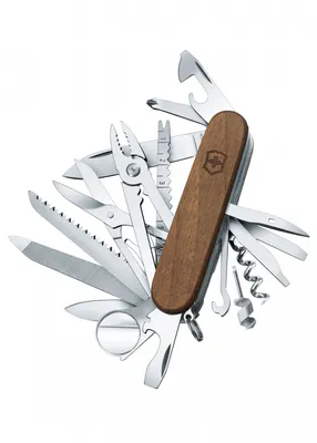 Immagine prodotto di VICTORINOX Coltello tascabile Swiss Champ Wood, legno, 29 funzioni, Swiss Made, multiutensile con sega per legno, forbici, marrone