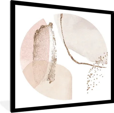 Produktbild von Poster mit Rahmen - Aquarell - Kreis - Abstrakt - 40x40 cm - Poster mit zchwarzem Bilderrahmen