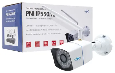 Immagine prodotto di Telecamera di videosorveglianza wireless PNI IP550MP, risoluzione 720p, per uso esterno, compatibile con il kit WiFi550
