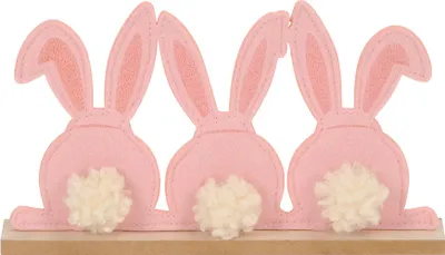 Produktbild von Hasenreihe BUNNILY rosa weiß natur 3 Hasen von hinten Dekoaufsteller Ostern