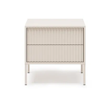 Produktbild von BEAUTYSOFA | Nachttisch NOTO Kaschmir, Nachtschrank mit 2 Schubladen und geriffelten Fronten, Push-to-Open-System