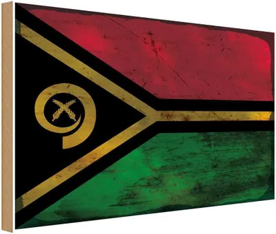 Produktbild von vianmo Holzschild 30x40 cm Vanuatu Flagge Fahne Wappen