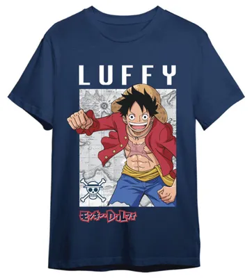 Imagen del producto de Camiseta con mapa de One Piece, diseño de Monkey D. Ruffy, para adultos