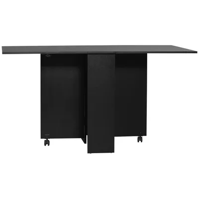 Image de HOMCOM Table pliante de cuisine salle à manger amovible sur roulettes 75L x 140l x 74H cm 2 étagères intégrées en bois coloris noir