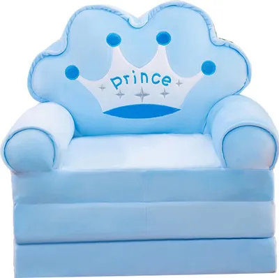Produktbild von Faltbares Kindersofa, Plš¹schweich, niedliches Cartoon-Kinderbett mit Armlehnen fš¹r Jungen- und M?dchenzimmer, blaue Krone, 3-lagig