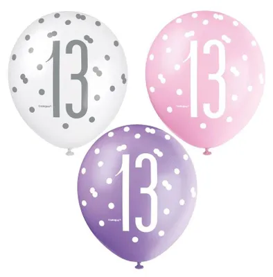 Produktbild von 6 Pink Dots 13th Birthday Luftballons 30cm