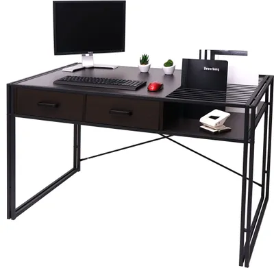 Produktbild von Schreibtisch HWC-H91, Bürotisch Computertisch, Industrial 76x120x70cm  dunkelbraun