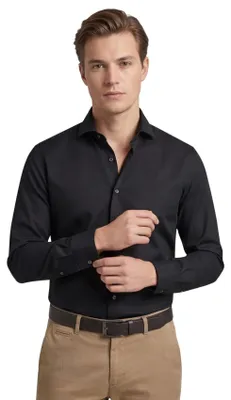 Produktbild von Ledub Hemd schwarz Stretch Baumwolle