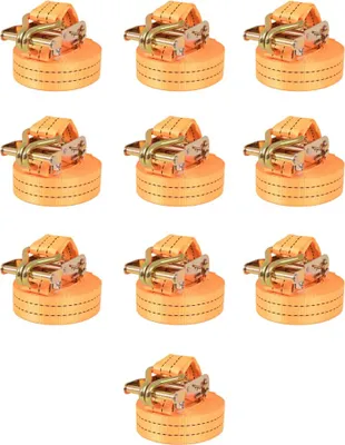 Image de Sangle d’arrimage à cliquet 10 pcs 1 tonne 6 m x 38 mm Orange