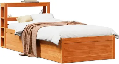 Productafbeelding van Maison Exclusive - Bedframe met hoofdeinde in donkerbruin, 75 x 190 cm, massief grenenhout