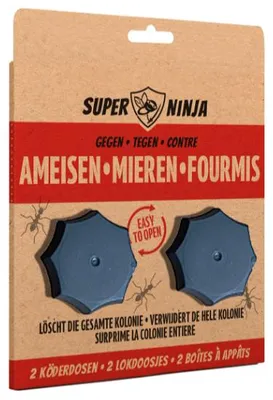 Produktbild von Super Ninja Ameisenköderdose für Innen und außen - 2 fallen - Ameisen Effektiv Bekämpfen Mit Hochwirksame Ameisenfallen für Innen und außen
