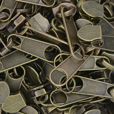 100 Reißverschluss Zipper Schieber für Endlosreißverschluss, 5mm, altmessing