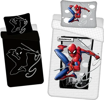 Produktbild von Zestaw pościeli Disney świecącej w ciemności, rozmiar: 140 x 200 cm, 70 X 90 cm, 100% bawełna (Spiderman)