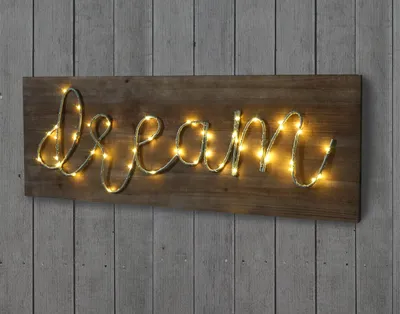 Produktbild von LED-Holzschild, Leuchtbild Wandbild, Landhaus  28x72x3cm, dream