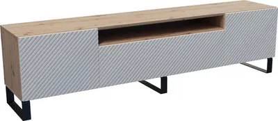 Produktbild von MEBLINI TV-Schrank 200cm Lang - Fernsehschrank - TV Lowboard Industrial - Unterschrank für Fernseher - TV-Unterschrank - TV-Schrank - KLARO - 200x41x53cm - Artisan Eiche/Weiß Matt