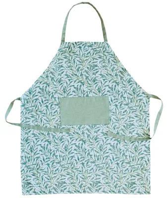 Produktbild von Latzschürze Olivenblätter mediterran Druck grün 68x80cm