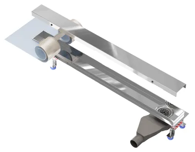 Produktbild von NORDONA Hochglanz Edelstahl Duschrinne 60cm Ablauf Seitlich Abflussrinne Extraflache Ablaufgarnitur